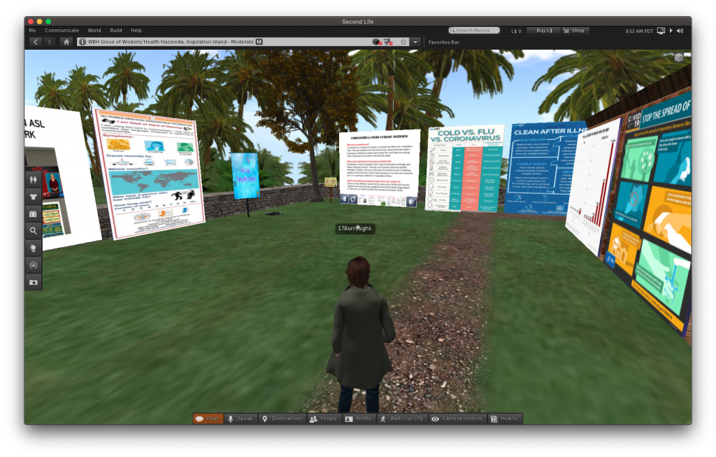 Coronavirus health kiosks in Second Life